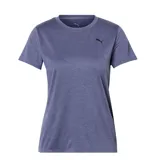 Remera deportiva Puma para mujer, modelo W Tad Essential Heather, de color violeta melange con cuello redondo y el logo de la marca estampado en negro en el pecho.