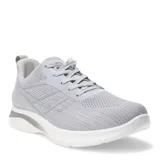 Championes deportivos de tejido de punto en color gris claro, con cierre de cordones y suela blanca con detalles en gris.