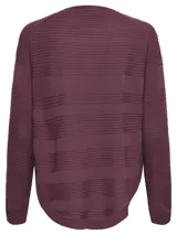 Sweater negro de punto acanalado con cuello redondo y manga larga, de calce regular.