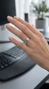 Anillo de acero inoxidable con diseño grabado de guarda griega en toda su superficie.