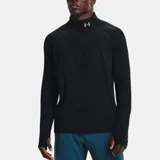 Buzo Under Armour negro de hombre con medio cierre frontal, mangas largas y logo en el pecho.