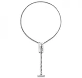 Collar plateado con cadena de eslabones y dije rectangular con la inscripción "UNO de 50".