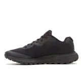 Championes de trail running Merrell Fly Strike 2, color negro. Presentan una parte superior de malla transpirable con refuerzos de TPU, entresuela ligera de espuma EVA para amortiguación y suela de goma con tacos para mayor tracción.