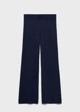 Pantalon de punto de tiro alto con diseño recto y largo, confeccionado en tejido fino con cintura elástica.