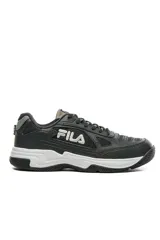 Championes deportivos Fila modelo Lugano 7.0, color blanco con detalles en azul marino y rojo, diseño con malla transpirable y suela de goma gris.