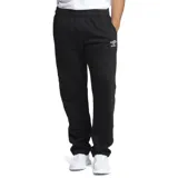 Pantalón de jogging negro de felpa con cintura elástica y logo de Umbro estampado en blanco en el muslo izquierdo.