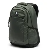 Mochila Columbia Manresa 25L color verde militar, con tecnología Omni-Shield que repele la humedad y las manchas. Cuenta con dos compartimentos principales, funda acolchada para laptop de hasta 13 pulgadas, panel trasero transpirable, bolsillos laterales de red para botellas y correas de hombro contorneadas y acolchadas.