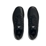 Championes Adidas Gamecourt 2.0 de hombre, color negro con detalles blancos. Capellada de malla ligera, talón acolchado, entresuela de EVA y suela Adiwear para tracción y resistencia en pistas duras.