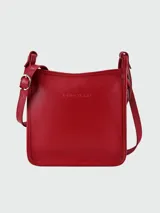 Bandolera pequeña Longchamp modelo Le Foulonné S, color verde oliva, con correa ajustable y cierre superior.