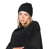 Gorro tipo beanie de punto acanalado en color negro, con diseño clásico y ajuste cómodo.