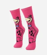 Medias de caña larga color rosado, con estampado del personaje Dino de Los Picapiedras en el lateral.