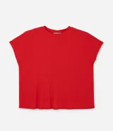 Blusa tipo muscle tee de corte holgado, confeccionada en tejido rib acanalado, con escote redondo y diseño sin mangas.