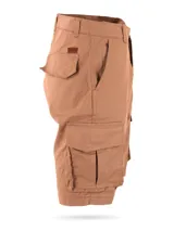 Bermuda cargo azul con bolsillos laterales y traseros con solapa.