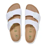 Sandalias Birkenstock Arizona Platform Flex Birko-Flor color blanco, con dos correas ajustables con hebillas metálicas y plantilla anatómica de corcho y látex.