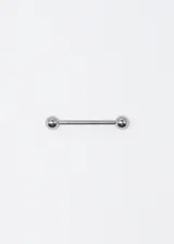 Piercing de lengua de acero quirúrgico hipoalergénico, con bolitas de 4mm de diámetro y grosor de 1.2mm. Cierre a rosca.