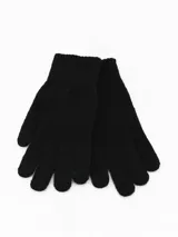 Guantes de punto tejido en color negro con puño elástico acanalado.