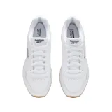 Championes Reebok Glide color blanco con detalles en azul y suela de goma color caramelo.