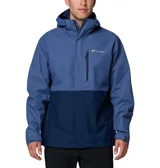 Campera impermeable Columbia Hikebound II con diseño de bloques de color en tonos azul. Cuenta con capucha ajustable, cierre frontal, bolsillo con cierre en el pecho y bolsillos laterales. Incluye puños y dobladillo ajustables para mayor protección.
