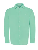 Camisa de manga larga RKF en color verde menta, confeccionada en algodón orgánico con tecnología Fresh Technology. Presenta cuello italiano, cierre frontal con botones y logo de la marca bordado en el pecho.