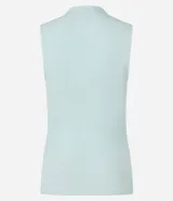 Blusa sin mangas de calce ajustado, confeccionada en tejido de viscosa con textura acanalada y cuello alto.