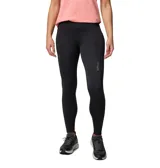 Calza deportiva de tiro alto Columbia, color negro, con tecnología Omni-WICK para absorción de humedad. Cuenta con bolsillos laterales y posterior, y detalle de logo reflectante en la pierna.