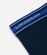 Calzoncillo bóxer blanco de microfibra con cintura elástica azul marino con la inscripción Lupo Underwear en blanco.