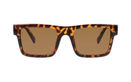Lentes de sol con marco cuadrado de acetato en estampado carey y cristales marrones.