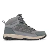 Bota de senderismo Columbia modelo Strata Trail Mid WP, color gris con detalles en tonos más oscuros y suela en color beige. Confeccionada en una combinación de malla, ante y piel sintética, cuenta con tecnología impermeable y transpirable Omni-Tech, mediasuela ligera Techlite para mayor amortiguación y suela de caucho de alta tracción Omni-Grip.