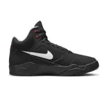 Zapatillas de baloncesto Nike Air Flight Lite Mid, color negro con detalles en blanco y rojo. Diseño de caña alta con perforaciones laterales para mayor ventilación y logo de Nike en blanco en el lateral.