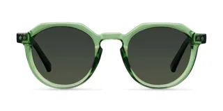 Lentes de sol Achawen All Olive con montura geométrica verde y lentes polarizadas verdes.