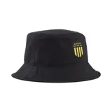 Gorro tipo bucket negro con el escudo del Club Atlético Peñarol bordado en amarillo y negro en el frente.