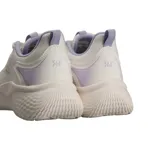 Championes de running 361º, color beige con detalles en lila. Presentan una suela con tecnología Bound+ y diseño de malla transpirable.