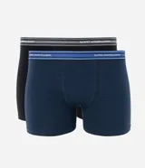 Pack de dos bóxers Lupo de algodón, uno azul marino y otro negro, con cintura elástica con el logo de la marca.