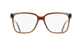 Lentes de receta Ferragamo modelo 3043/57, con armazón de acetato en color marrón traslúcido y diseño rectangular de bordes redondeados.