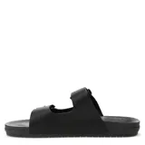 Sandalias de hombre color marrón oscuro, estilo 'dos hebillas', con tiras anchas ajustables mediante hebillas negras y suela gruesa de goma.