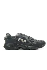 Championes deportivos Fila modelo Lugano 7.0, color negro con detalles en gris y blanco, confeccionados en malla y material sintético con cordones y suela robusta.