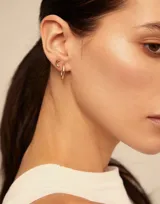 Aro piercing de plata con forma de luna.