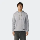 Canguro Rip Curl Crescent Hood de tejido melange gris, con capucha ajustable por cordones crudos con topes de PU, bolsillo tipo canguro frontal con ribetes y etiqueta tejida de la marca.