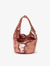 Bolso shopper de hombro plateado cubierto de lentejuelas.