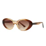 Lentes de sol con armazón ovalado de acetato en tono degradado marrón y cristales oscuros con protección UV400.