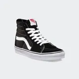 Championes de caña alta Vans SK8-HI, color negro con detalles en blanco y rojo.