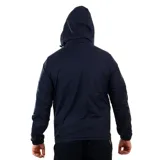 Campera Diadora color negro con cierre frontal, capucha y logo blanco estampado en el pecho.