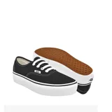 Championes Vans Authentic Platform negros con plataforma blanca y cordones blancos.