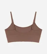 Soutien tipo bralette de diseño seamless, color marrón, con breteles finos ajustables y copas desmontables.