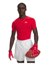 Remera térmica de compresión Under Armour HeatGear para hombre, de manga corta y color rojo. Cuenta con ajuste ultra ceñido estilo segunda piel, paneles de malla transpirable y logo de la marca estampado en el pecho en color blanco.