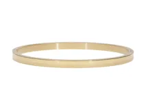 Pulsera rígida tipo brazalete de acero con baño de oro.
