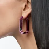 Aros de aro Swarovski, modelo Lucent, color rosa, con cierre oculto.