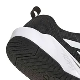 Championes deportivos Adidas Rapidmove Go Trainer, color negro con las tres tiras laterales en blanco y suela blanca con diseño geométrico. Presentan tecnología Climacool en la lengüeta y tejido de malla transpirable.