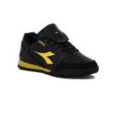Championes de fútbol Diadora Sirio TF Teen, color negro con detalles en amarillo.