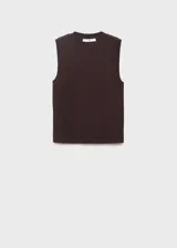 Top sin mangas de tejido de punto fino, con cuello redondo y diseño recto.
